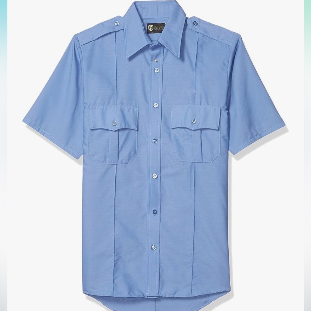 Horace Men’s Blue Uniform Shirt Small EMT Security Work Shirt Short Sleeve